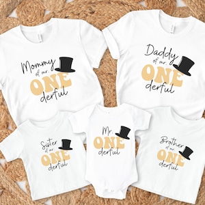 Mr Onederful First Birthday Family Matching Shirts, Little Mr Onederful 1st Birthday Boy Party Outfit, Onederful Mama Dad Tee, Mommy and Me