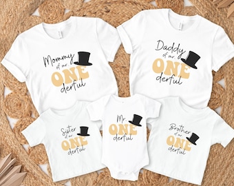 Magliette abbinate per la famiglia del primo compleanno di Mr Onederful, Little Mr Onederful 1° compleanno vestito per la festa del bambino, maglietta Onederful mamma papà, mamma e me