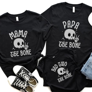 Bad Two The Bone 2nd Birthday Matching Mama Dad Shirt, Bad 2 The Bone Second Rock on Biker Birthday Boy, Born Two Rock n Roll Birthday Party