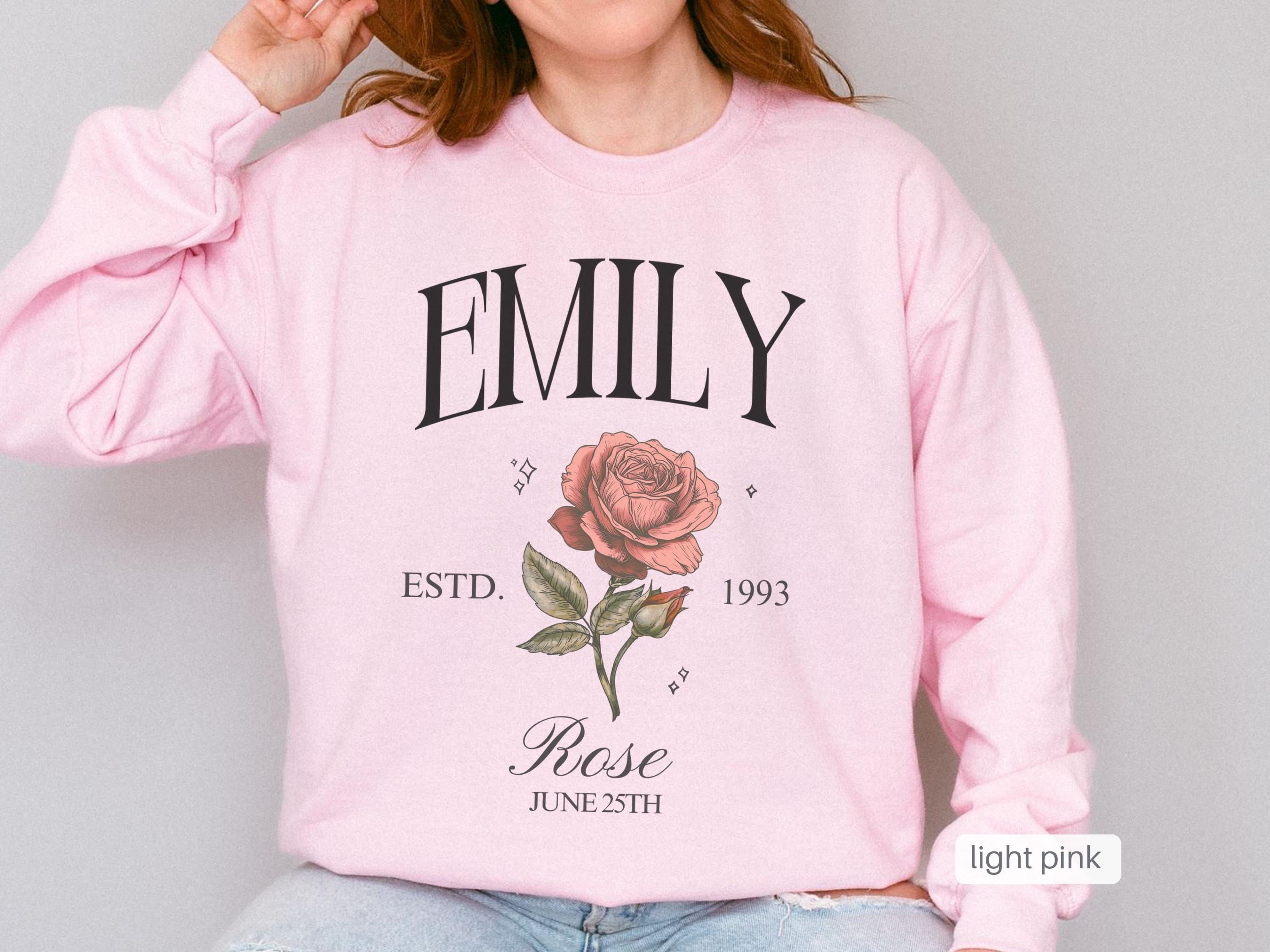 Custom Rose June Birth Month Birth Flower Sweatshirt, Jun Birthflower Rose Shirt, Mom Birthday Gift, Personalized Christmas Gift Grandma