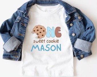Personalized Cookies and Milk Sweet One 1st Birthday Boy Party Shirt, Custom Sweet One Family Matching First Birthday Shirts, Milk & Cookie