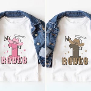 1st Rodeo Cowboy Cowgirl First Birthday Party Shirt, My First Rodeo Family Matching 1st Birthday Shirts, Rodeo Mama Dad, Boy Girl 1st Outfit