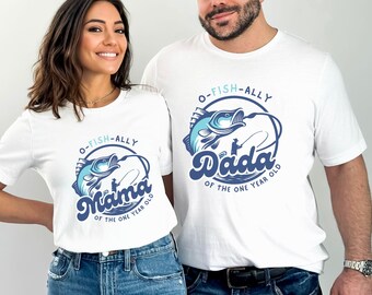 Camiseta de primer cumpleaños de OFishAlly One, camisetas a juego de Reel Cool Mama Dada, fiesta de pesca de primer cumpleaños de O-Fish-Ally One, pescando en el grande