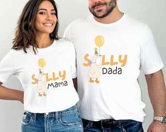 One Silly Goose eerste verjaardag bijpassende Mama Dada shirts, One Silly Goose thema 1e verjaardagsfeestje shirt, Silly Goose Bday, Mommy and Me T-shirt