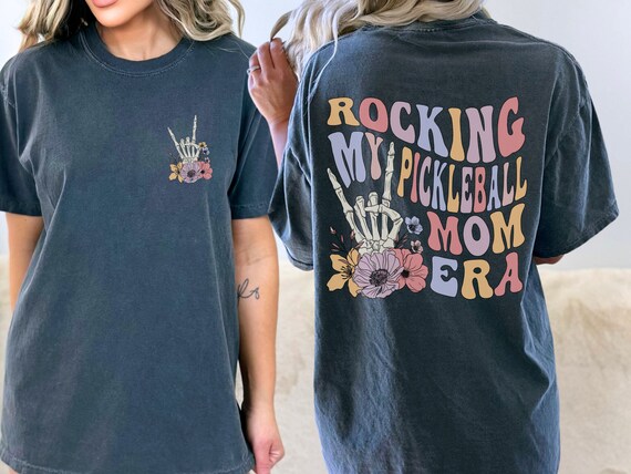 Rocking My Pickleball Mom Era, In My Pickleball Mom Era Comfort Colors Retro Trendy Skeleton Shirt, Sports Mom Shirt, Mom Gift from Kids