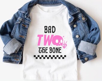 Bad TWO The Bone 2nd Birthday Girl Party Outfit, Bad 2 The Bone Second Birthday Shirt, Born Two Rock, Rock n Roll Theme Birthday, Mommy & Me