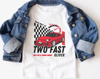 Personalized Two Fast 2nd Birthday Family Matching Shirts, Custom 2 Fast Second Birthday Boy Shirt, Race Car Birthday, Pit Crew Mama Dad Tee