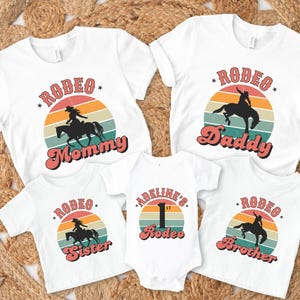 Personalized My First Rodeo First Birthday Family Matching Shirts, Custom My First Rodeo Baby's 1st Western Wild West Birthday Party Tshirt