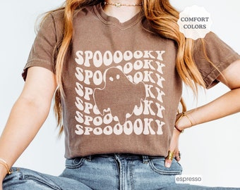 Comfort Colors Spooky Season Shirt, Spooky Retro Halloween Tshirt, Women's Spooky Fall Shirt, Cute Ghost Halloween Trendy Tee, Stay Spooky