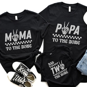 Bad Two The Bone 2nd Birthday Matching Family Shirt, Bad 2 The Bone Second Rock on Biker Birthday Boy, Born Two Rock n Roll Birthday Party