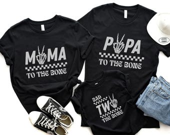 Bad Two The Bone 2nd Birthday Matching Family Shirt, Bad 2 The Bone Second Rock on Biker Birthday Boy, Born Two Rock n Roll Birthday Party