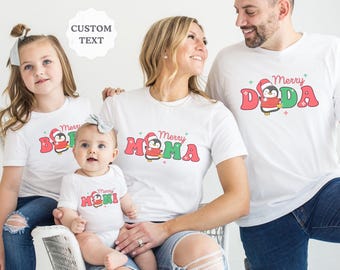 Merry Christmas Family Matching 2024 Shirts, Matching Xmas Penguin Tshirt, Mom Dad Christmas Party Shirt, Christmas Crew, Group Matching Tee