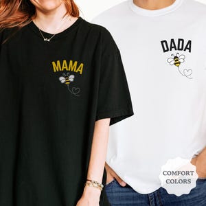 コンフォートカラーズ ファーストビーデーシャツ、ビーファーストバースデーファミリーマッチングTシャツ、ママパパビーテーマバースデーTシャツ、ハッピービーデー、クイーンビー