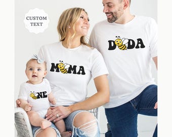 Bee First Birthday Matching Family Tshirts, 1st Bee Day Girl Tee, Queen Bee Outfit, First Bee Day Theme Birthday Party, Bee Mommy and Me Tee
