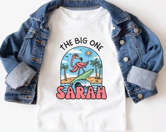 Personalized The Big One First Birthday Family Matching Shirts, Custom Surfing Theme 1st Birthday Tshirt, The Big One Outfit, Mommy & Me Tee
