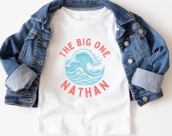 Personalized The Big One First Birthday Family Matching Shirts, Custom Surfing Theme 1st Birthday Tshirt, The Big One Outfit, Mommy & Me Tee