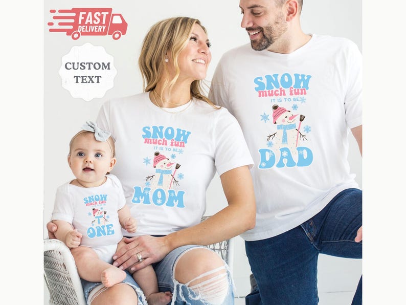 Snow Much Fun First Birthday Family Matching Shirts, Winter Onederland