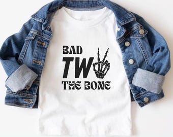 Bad Two The Bone 2e verjaardag rocker shirt, Bad 2 The Bone tweede verjaardag familie bijpassende shirts, Born Two Rock n Roll Party, Mom & Me