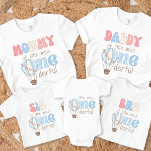 ONEderful First Birthday Family Matching Shirts, Mr Onederful 1st Birthday Boy Party Outfit, Blue Hot Air Balloon Birthday Shirt, Mommy & Me