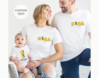 Personalized First Bee Day Mama Dada Matching 1st Birthday Tshirt, Custom Bee 1st Birthday Shirt, Queen Bee Tee, First Birthday Girl Outfit