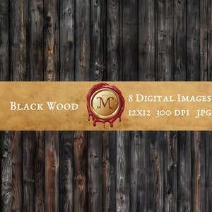 Textura de tablón de madera negra Sin fisuras, tarjetas de álbum de recortes de fondo de papel de textura de tablón de madera imprimible digital