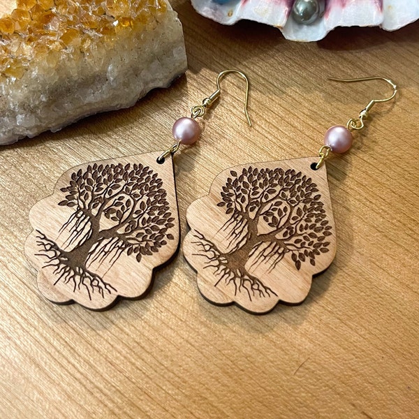 Hawaiian Banyan tree Wood Earring design / Lahaina Banyan Tree