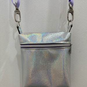 Metallic Silver Crossbody Bag | Hand-made
