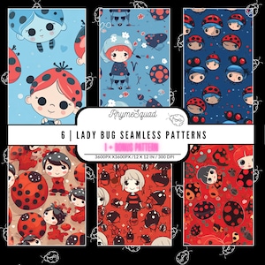 6 Ladybug Seamless patterns for kids
