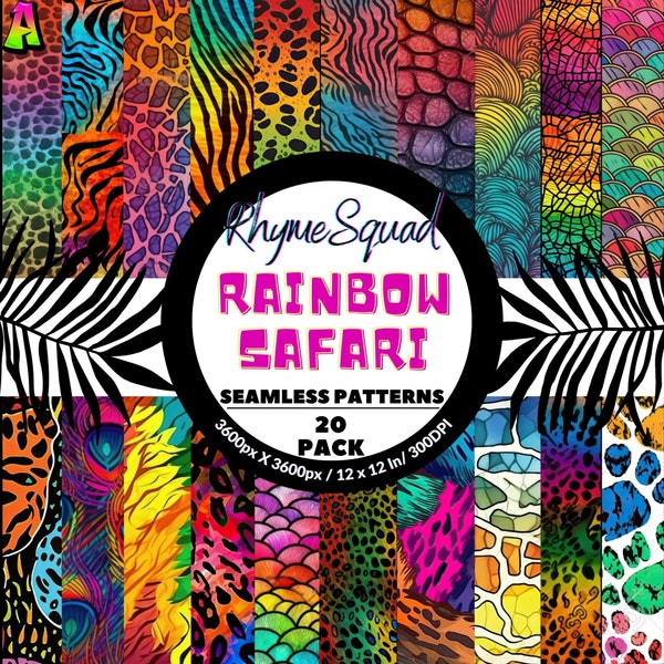 20 Seamless Rainbow Safari Patterns