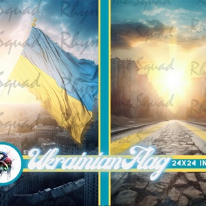 Set of 2 Premium Prompted Ukrainian flag Pictures