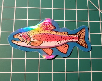 Regenbogen Forelle Holographischer Aufkleber