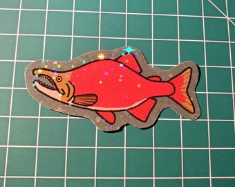 Sockeye Salmon Fish Glitter Sticker