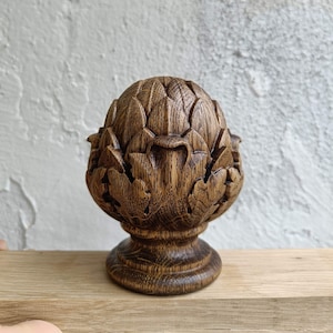 Artichoke wooden finial, Oak stair newel post. The price is for one piece.