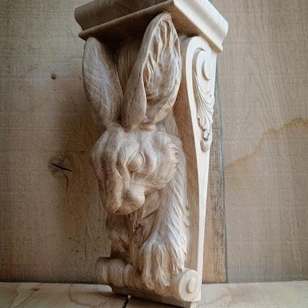 Klassische Konsolenhalter aus Holz für Hasenkopf
