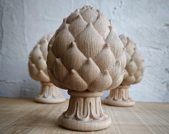 Artichoke wooden finial, Stair newel post cap, Oak Beech topper