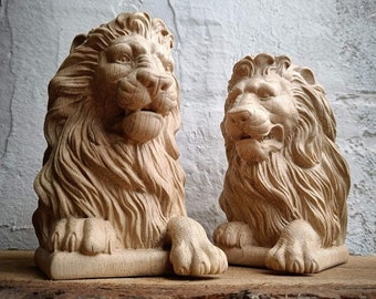 Lion wooden finial, Oak Beech stair newel post cap. The price is for one piece.