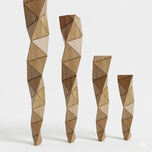 Set van 4 driehoekige eiken meubelpoten