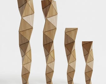 Set of 4 Triangle-Shaped Oak Furniture Legs