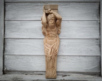 Carved Wooden Corbel Atlas Decorative straps for shelves