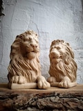 Lion wooden finial, Oak Beech stair newel post cap. Price per 1 piece.