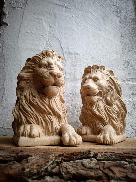 Lion wooden finial, Oak Beech stair newel post cap