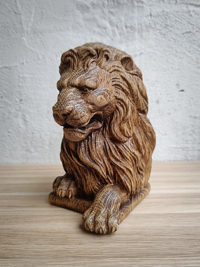 Lion Wooden Finial, Oak Stair Newel Post Cap Etsy