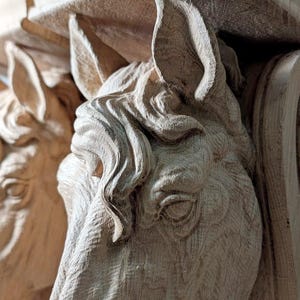 Paardenhoofd consolebeugel van eikenhout afbeelding 4
