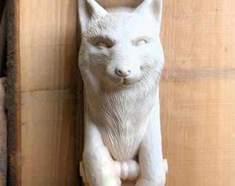 Vossenkop consolebeugel van eikenhout, 43 cm hoog