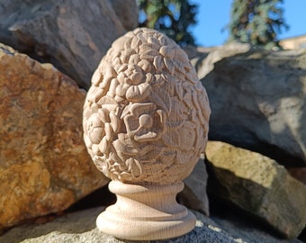 Flowers wooden finial, Oak Beech stair newel post cap. The price is for one piece.
