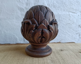 Artichoke wooden finial, Oak stair newel post cap