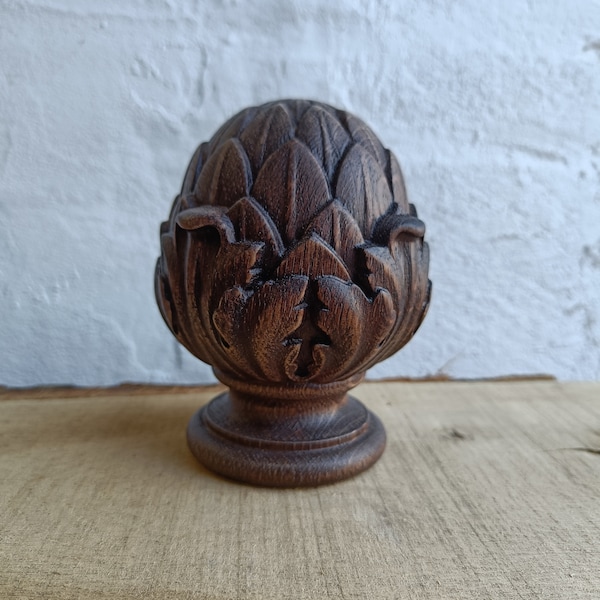 Artichoke wooden finial, Oak stair newel post cap