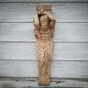 Carved Wooden Corbel Atlas Decorative straps for shelves. The price is for one piece.