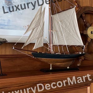 Wooden Sailboat Decor Classic Columbia American Cup Small Boat | Sailing Ship | Office Desk Decor | Boat Model | Unique Ship| Desk Organizer
