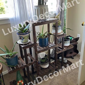 Soporte de madera multifuncional de 6 niveles para flores / Soporte para plantas de interior / Soporte para plantas alto / Soporte para plantas moderno / Estante para plantas / Accesorios para plantas